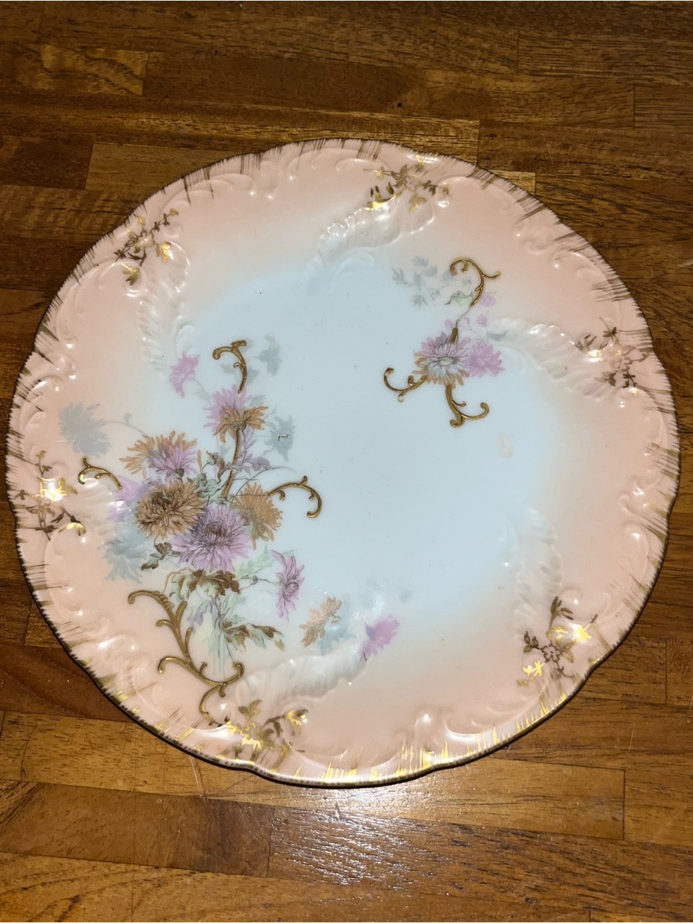 Antique L S & S Carlsbad Austria Porcelain Plate, Hand-Painted & Embossed